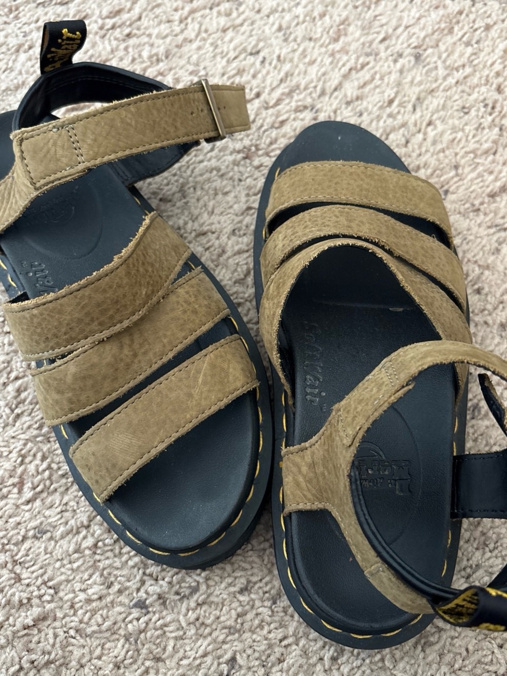 Dr.Martens Open-Toe Strappy Sandals in Olive Brown